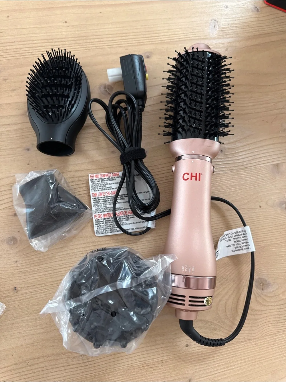 Chi Rose Gold 3-in-1 Hair Styler Brush - New